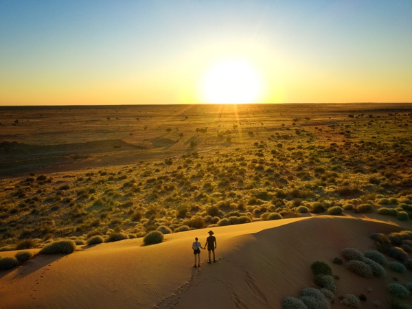 sunset at Simpson Desert, NT, SA and Qld