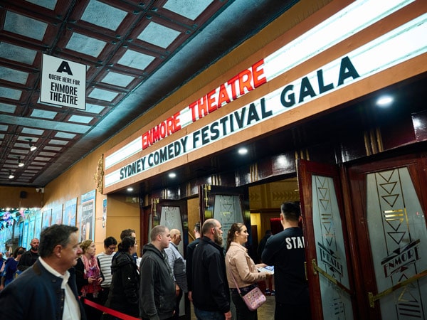people entering Enmore Theatre for Sydney Comedy Festival