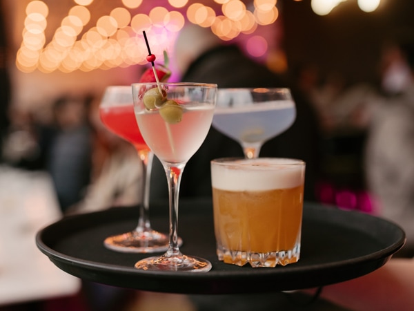 drinks on a tray at The Stolen Gem, Melbourne CBD