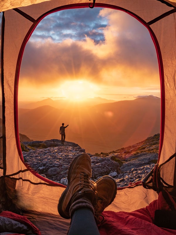 sunset watching from a tent at Tyndall Summit