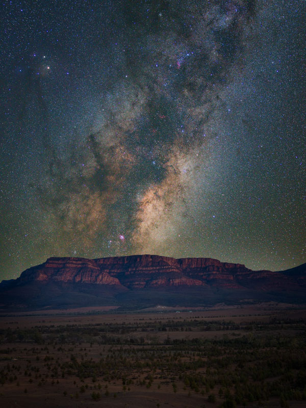 a vibrant night sky at Wilpena Pound