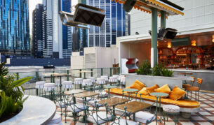 an al fresco drinking spot at HER Rooftop, Melbourne