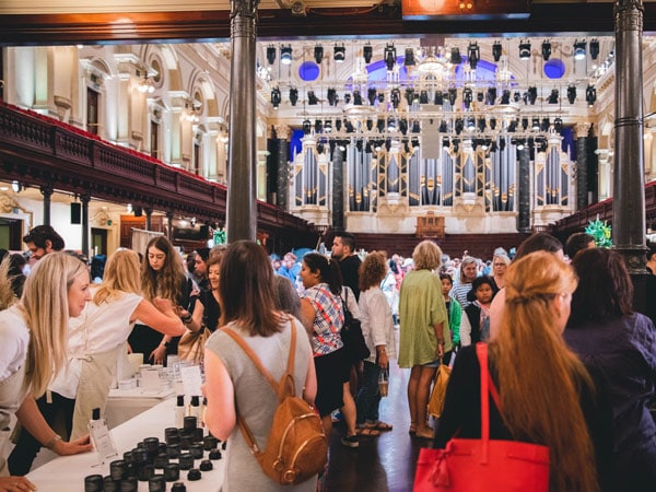 local craft stalls filled with people at Sydney Made Art & Design Markets