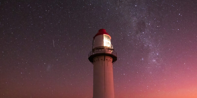 the Quobba Lighthouse under the stars, north of Carnarvon