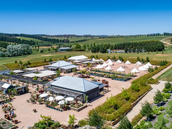 an aerial view overlooking the scenic grounds of Mayfield Garden,Oberon