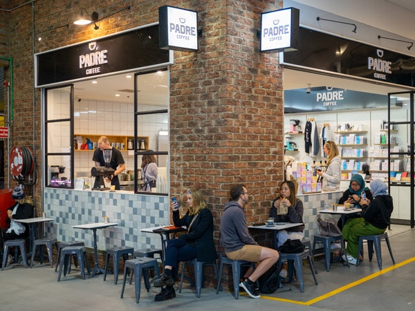 people dining outside Padre Coffee, Brunswick East