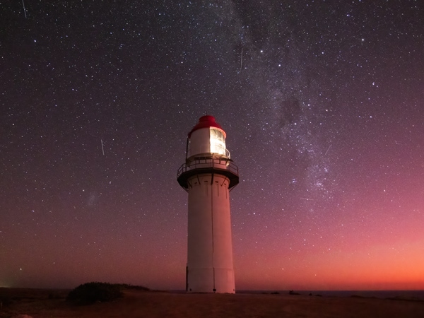 the Quobba Lighthouse under the stars, north of Carnarvon
