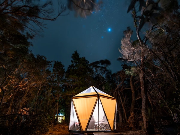 Eco Tents at Flinders Island Walking Adventure in Comfort camp.