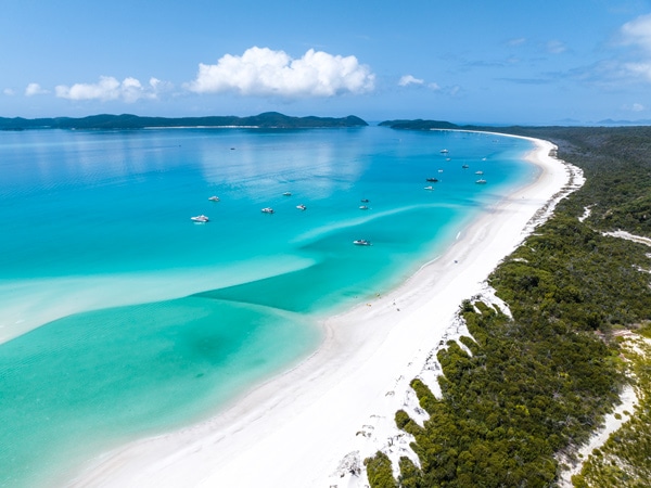 an aerial view of Whitehaven Beach