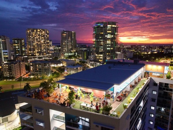 the city skyline atop Zen Rooftop Bar