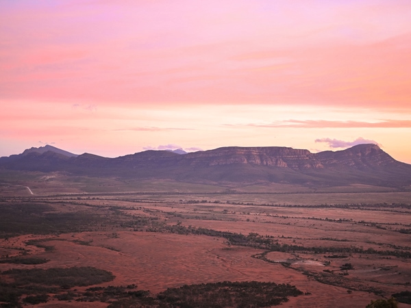 the pink-hued sky at Rawnsley Park Station, Wilpena Pound, SA