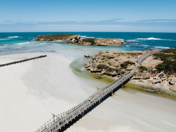 an aerial view of Warrnambool and its surrounding hot springs