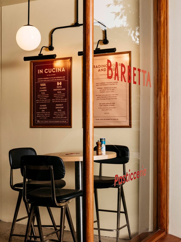 the cafe interior of Barbetta, Paddington