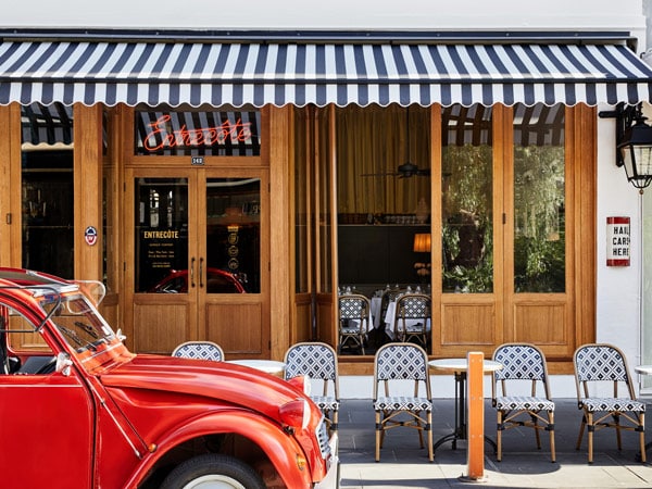 an elegant French dining setup at Entrecote, Prahran