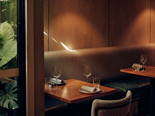 a table with wine glasses at Etta, Brunswick East