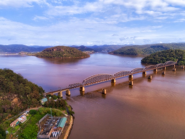 Aerial view of Hawkesbur River Rail Bridge