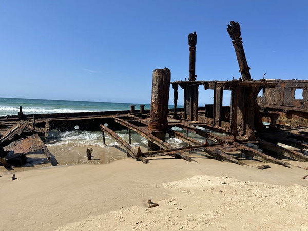 the iconic Maheno shipwreck on K'gari