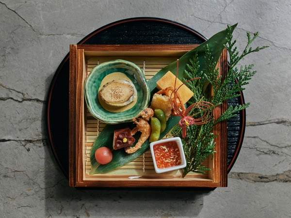 a table-top view of food at Matsu, Footscray