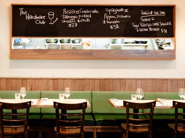 the dining setup at the Hardware Club, CBD