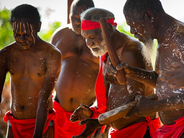 locals on Tiwi Islands in traditional dress