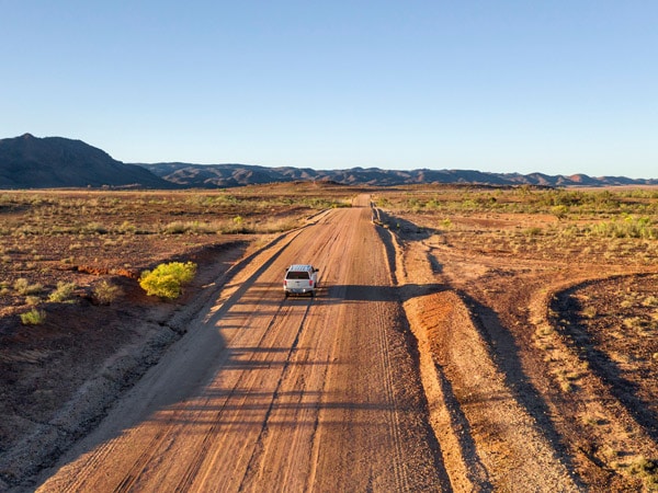 driving along Vulkathunha-Gammon Ranges National Park
