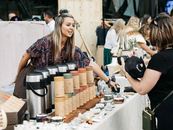 A stallholder at the Boho Luxe Markets