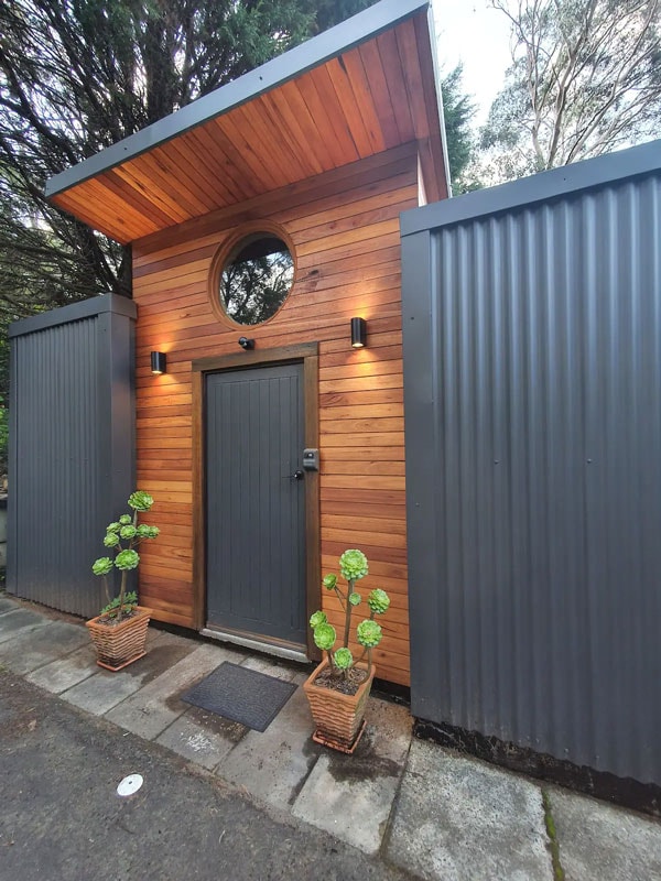 the entrance of Cosy Bush Cabin, Katoomba