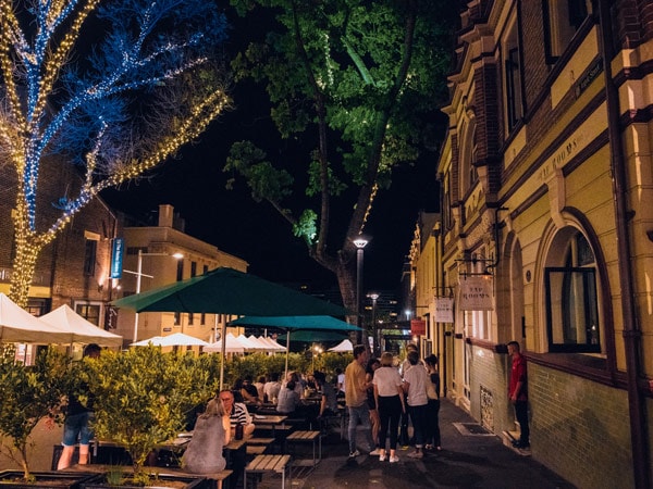 the outdoor dining at Endeavour Tap Rooms, the Rocks