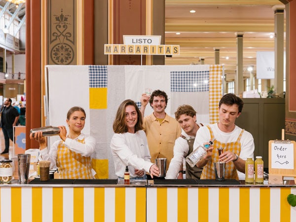 Servers at a margarita stand in the Finders Keepers Markets in Melbourne