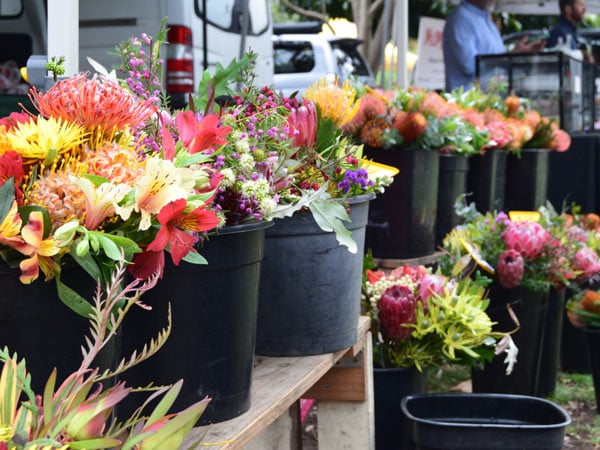 fresh flowers at Gasworks Farmers Markets in Melbourne