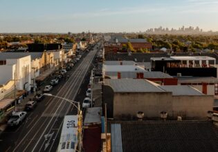 Aerial view of High Street, Northcote in Melbourne's Inner North