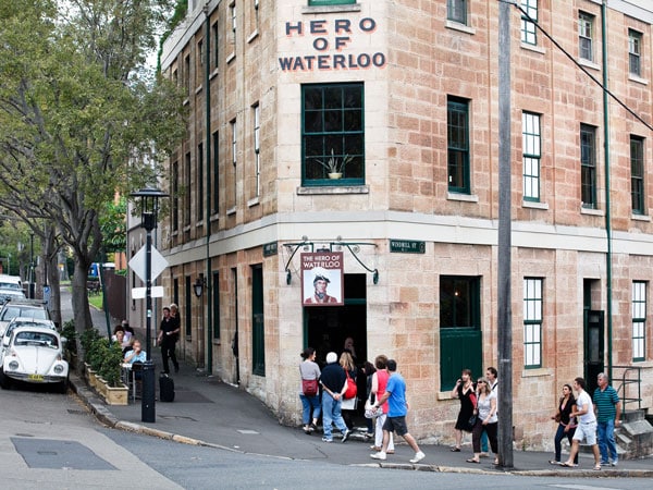 the exterior of Hero of Waterloo bar in The Rocks