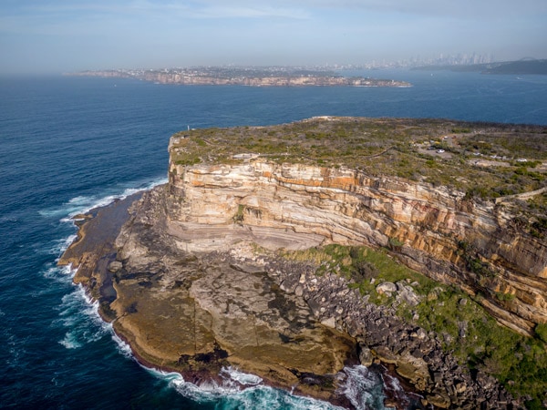 an aerial view of North Head, Sydney Harbour National Park