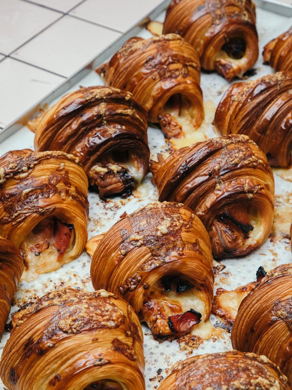a close-up shot of croissants at the Rollers Bakehouse, Manly