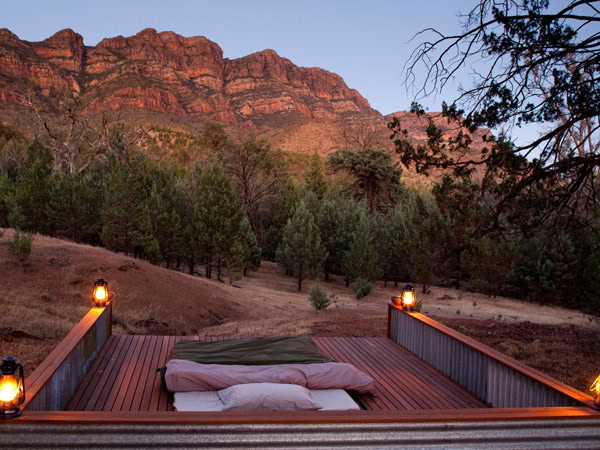 an open-air sleeping area at the Arkaba Homestead