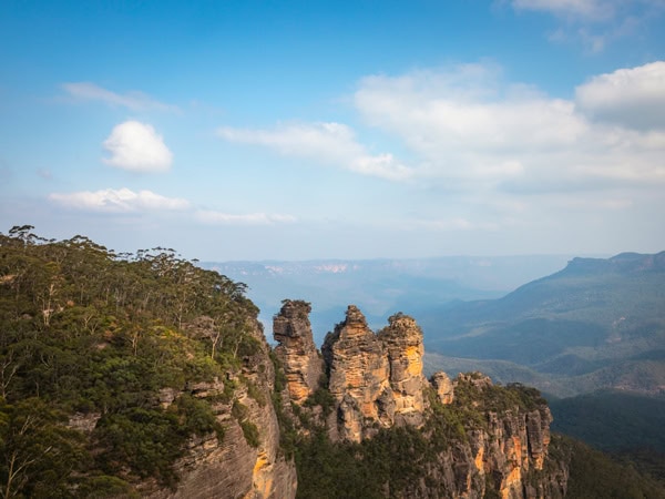 an aerial view of the Blue Mountains’ Three Sisters