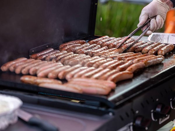 barbecued sausages