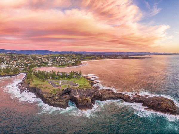 aerial shot of kiama in winter