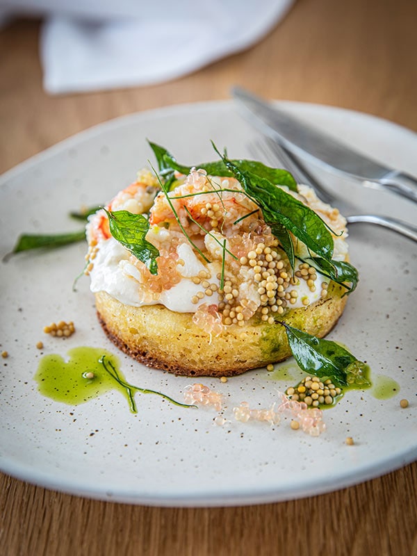 crab crumpet at Thyme restaurant