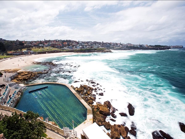 Aerial view of the ocean pool at Bronte.