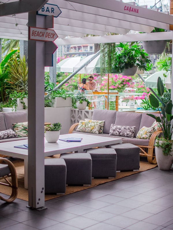 a cabana with a lush garden setup at Southbeach, Stanley Street Plaza, South Brisbane