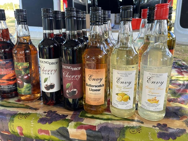 Locally made beverages for sale at Cowra Markets