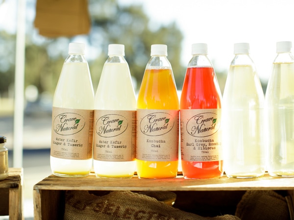 Fresh kombucha for sale at the Dubbo Farmers Markets