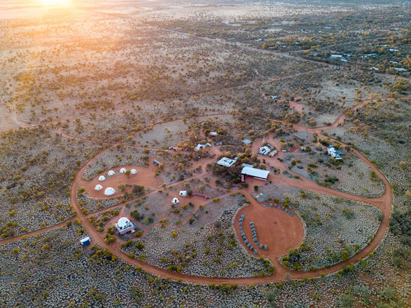 an aerial view of the Earth Sanctuary, Alice Springs