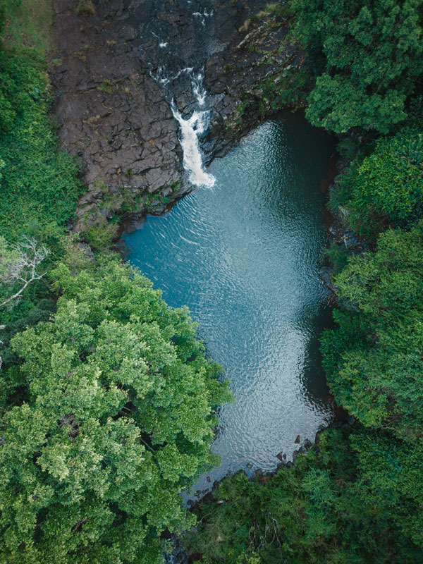 an aerial view of Gardners Falls in Sunshine Coast