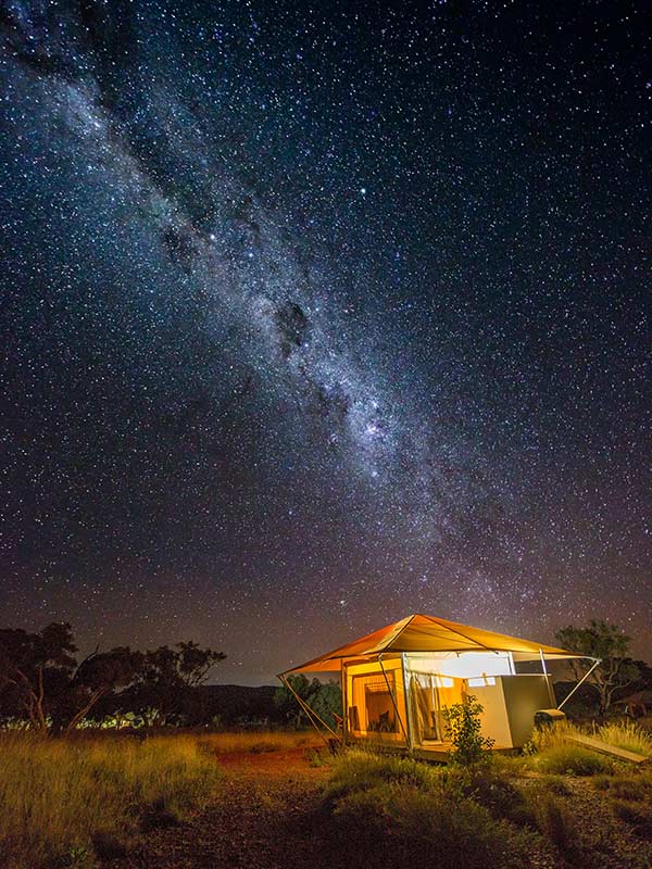 starry night sky above Karijini Eco Retreat safari tent