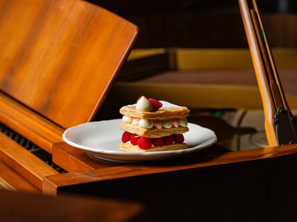 a dessert plate at The Brasserie at Naldham House