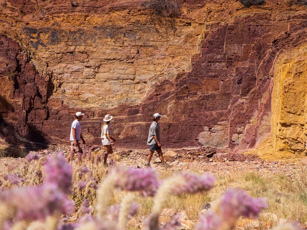 a group of travellers exploring the Ochre Pits