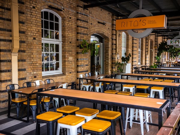 an outdoor dining at Rita's Bar, Brisbane