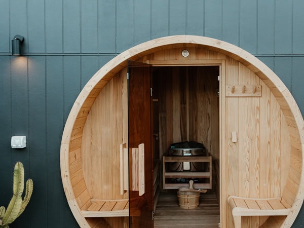 The traditional Finnish barrel sauna at Salty Brush